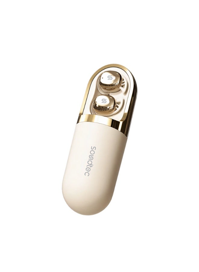 porodo Dream TWS Wireless Earbuds with Skin Massager, Bluetooth 5.3, In-Ear Ergonomic Fit, 4–5H Playtime, 3-Mode Vibration Massage, IPX4 Water Resistance, USB-C Charging - Beige - Image 3